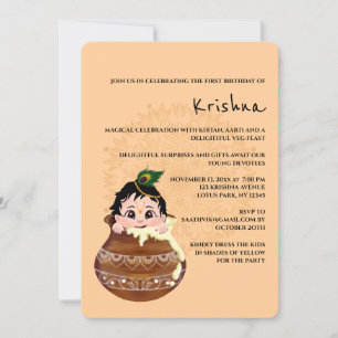 Jolie carte de Krishna pour un anniversaire - art 