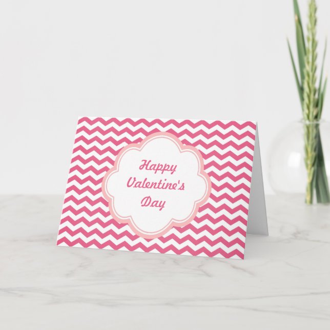 Jolie carte de la Saint-Valentin à chevron rose (Devant)