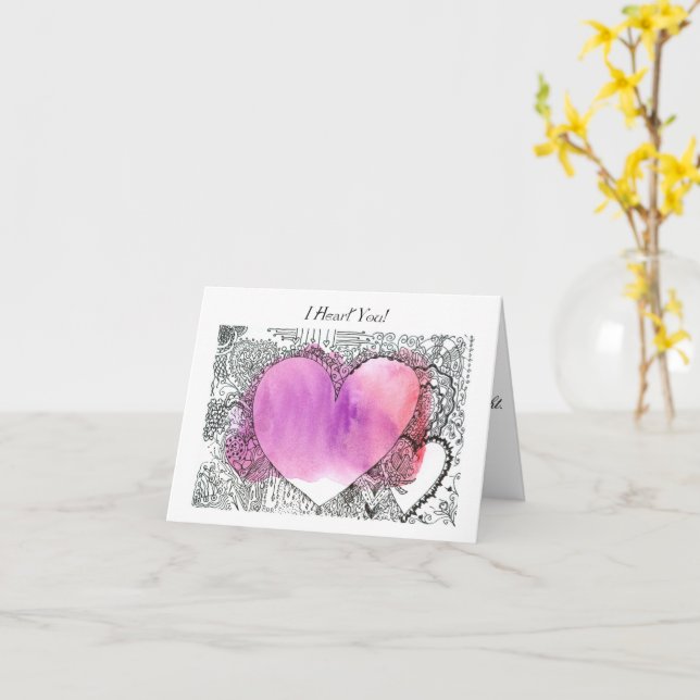 Jolie carte de la Saint-Valentin à l'encre et à l' (Fleur jaune)