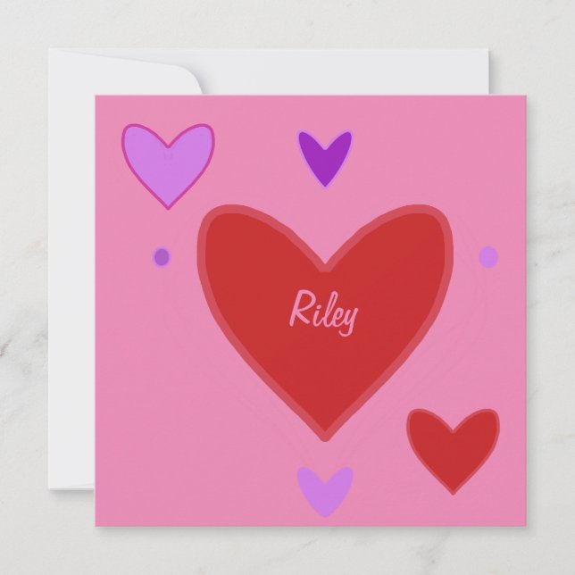 Jolie carte de la Saint-Valentin avec coeurs rouge (Devant)