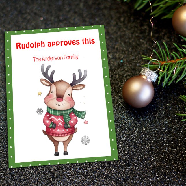 Jolie carte de Noël avec renne vert rétro (Créateur téléchargé)