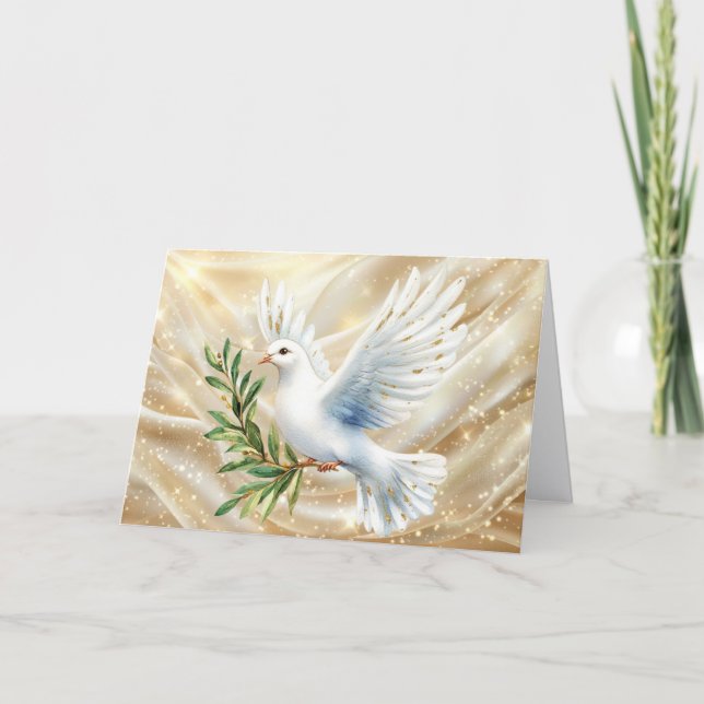 Jolie carte de Noël Colombe Blanche (Devant)