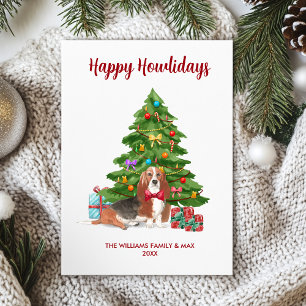 Jolie carte de Noël de chien Basset Hound pour la
