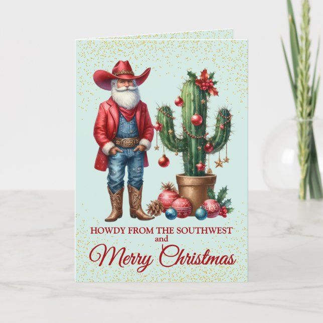 Jolie carte de Noël de cow-boy pour dessert du Sud (Devant)