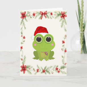 Jolie carte de Noël de grenouille avec gui