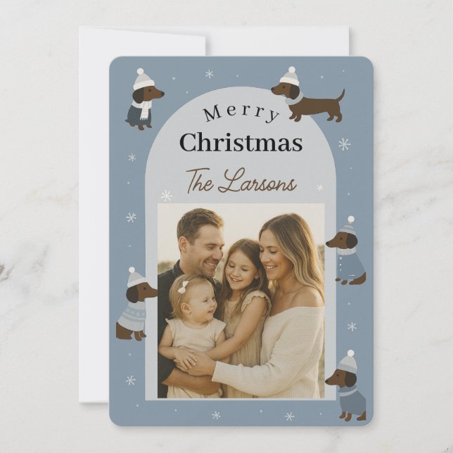 Jolie carte de Noël de teckel d'hiver (Devant)