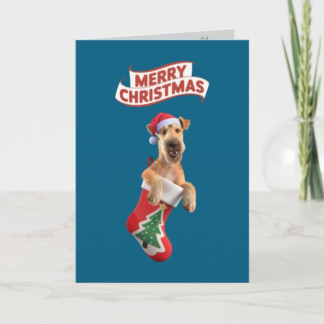 Jolie carte de Noël de vacances d'Airedale (Devant)