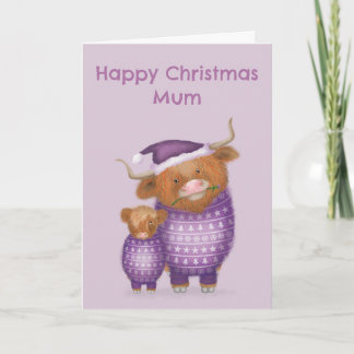 Jolie carte de Noël de vache des Highlands pour ma