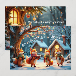 Jolie Carte de Noël Drôle de Renards Silencieux
