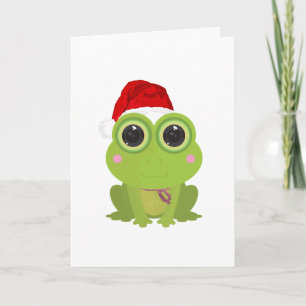 Jolie carte de Noël grenouille sur fond blanc