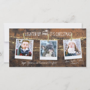 Jolie carte de Noël Lighten Up avec 3 photos