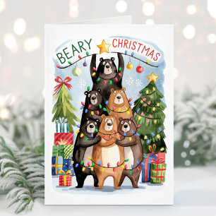 Jolie carte de Noël ours aquarelle