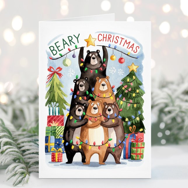 Jolie carte de Noël ours aquarelle (Créateur téléchargé)