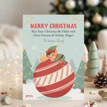 Jolie carte de Noël personnalisée de lutin sans ph