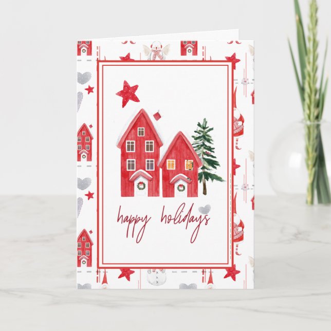 Jolie carte de Noël pliée de campagne (Devant)