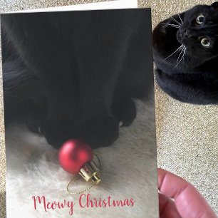 Jolie carte de Noël pour chat noir Miaou pour les