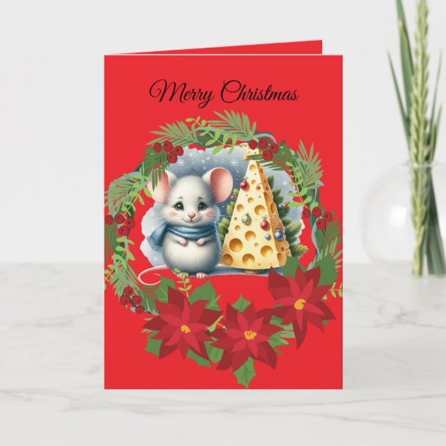 Jolie carte de Noël souris pliée (Devant)