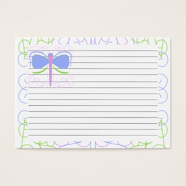Jolie Carte de Recette Dragonfly Bleue Et Vert (Devant)