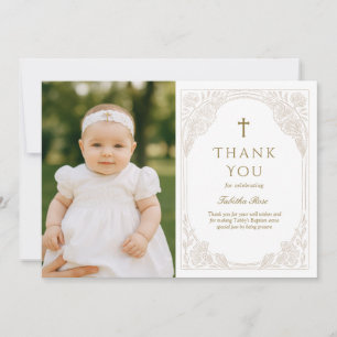 Jolie carte de remerciement de baptême florale en 