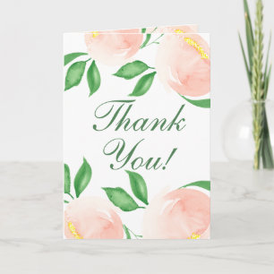 Jolie carte de remerciement florale aquarelle rose