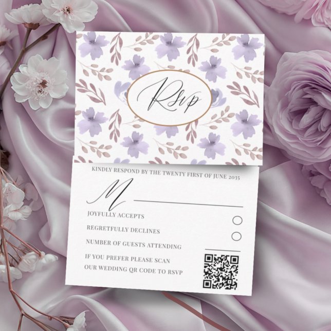 Jolie carte de réponse de mariage à motif de fleur (Créateur téléchargé)
