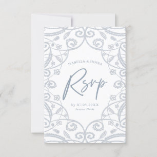 Jolie carte de réponse de mariage en bleu poussiér
