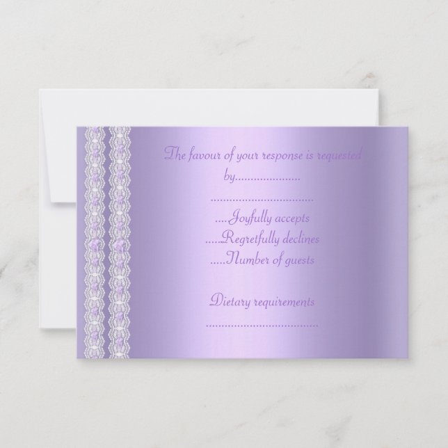 jolie carte de réponse lilac shimmer rsvp (Devant)