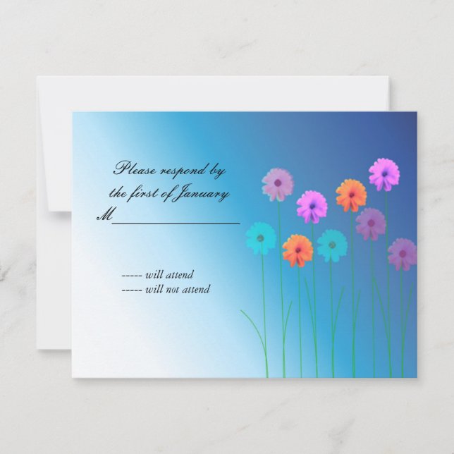 Jolie carte de réponse RSVP florale bleue (Devant)