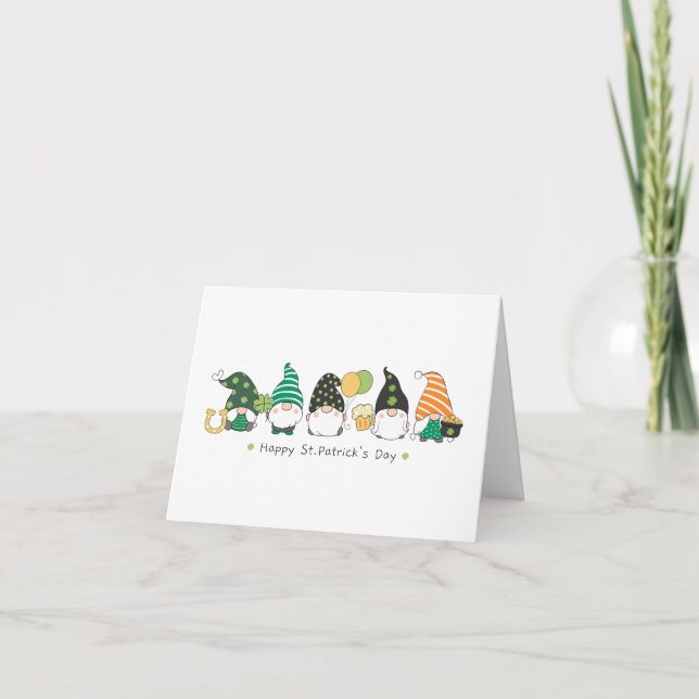 Jolie carte de Saint-Patrick pliée avec lutin (Devant)