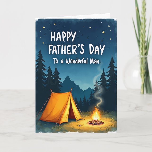 Jolie carte de scène de camping pour la fête des p (Devant)