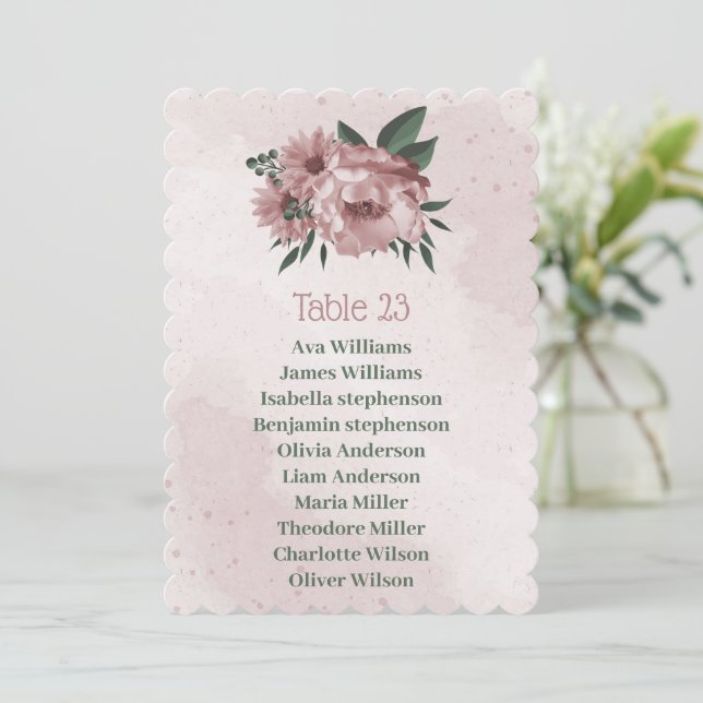 jolie carte de sièges botaniques fleurs roses (Debout devant)