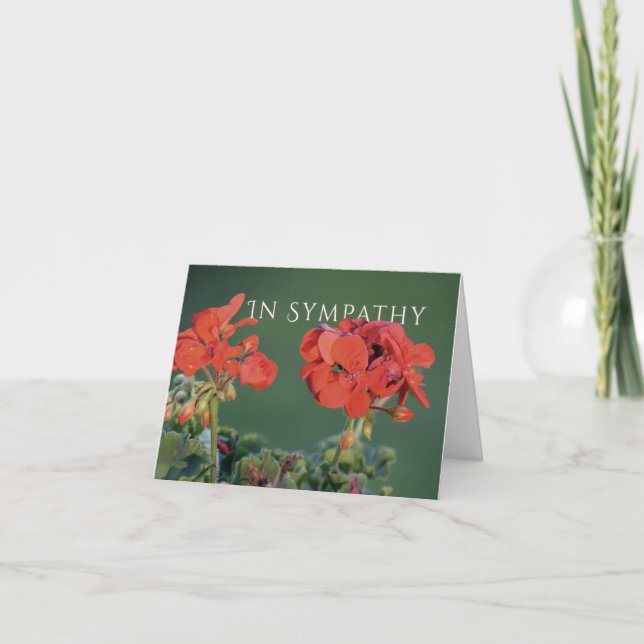 Jolie carte de Sympathie de Fleur Rouge avec verse (Devant)