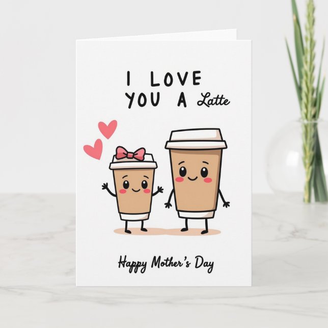 Jolie carte de tasse de café pour la fête des mère (Devant)