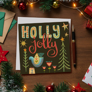 Jolie carte de vacances festive inspirée du folklo