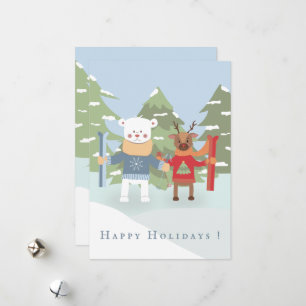 Jolie carte de vacances plate avec ours polaire et