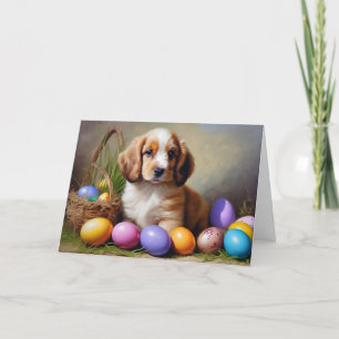 Jolie carte de vacances pliée de Pâques de chien