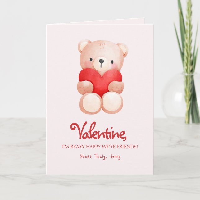 Jolie carte de vœux Beary Happy Saint-Valentin (Devant)