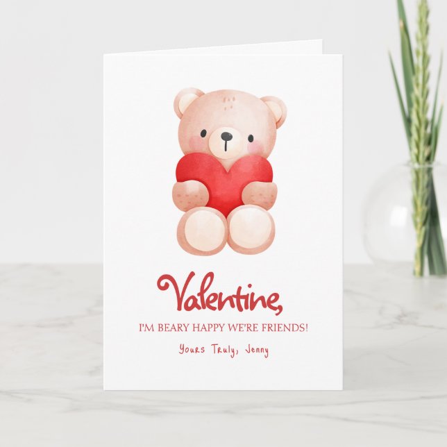 Jolie carte de vœux Beary Joyeuse Saint-Valentin (Devant)