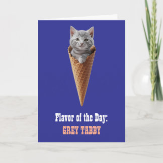Jolie carte de vœux cône tabby gris