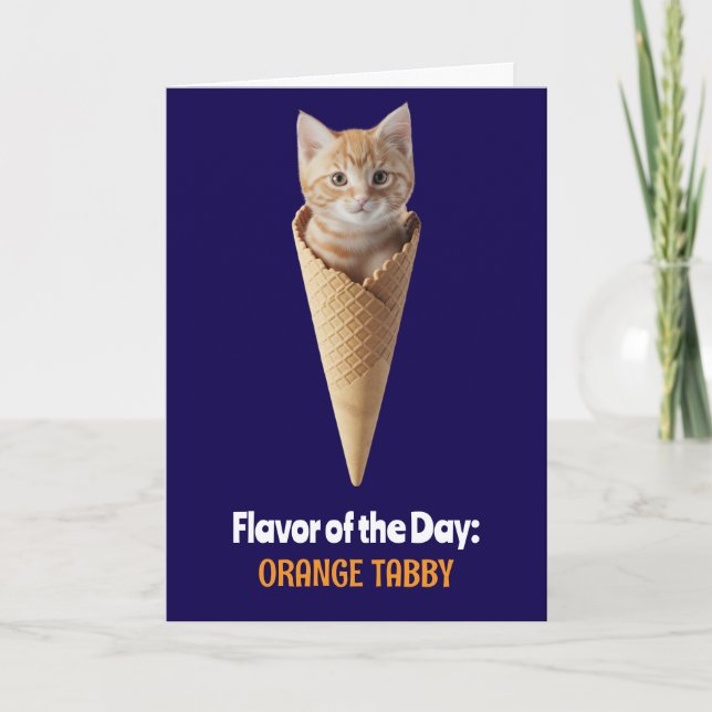 Jolie carte de vœux cône tabby orange (Devant)