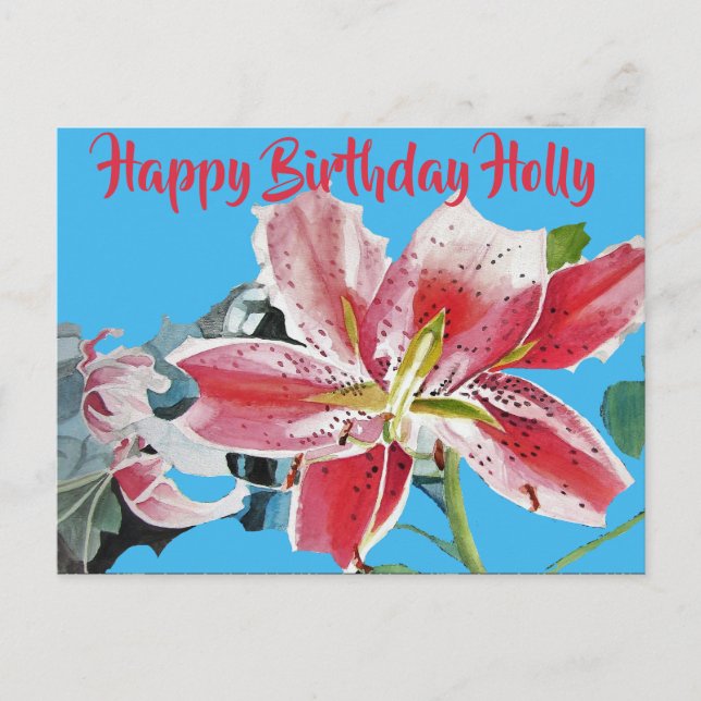 Jolie carte de vœux d'anniversaire fleurale Lilium (Devant)