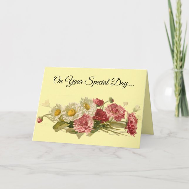 Jolie carte de vœux d'anniversaire florale (Devant)