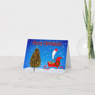 Jolie carte de vœux de Noël avec traîneau et oisea
