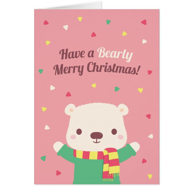 Jolie carte de vœux de Noël avec un ours (Devant)