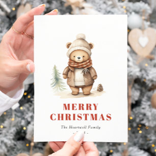 Jolie carte de vœux de Noël avec un ours brun