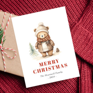 Jolie carte de vœux de Noël avec un ours brun