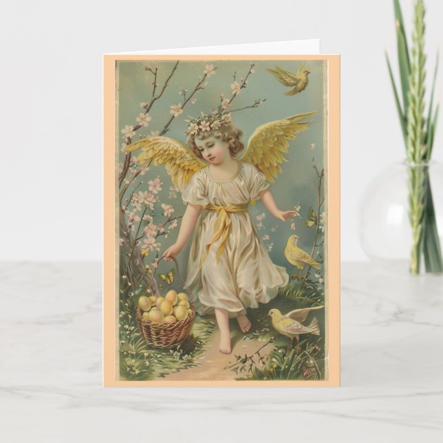 Jolie carte de vœux de Pâques d'ange vintage (Devant)