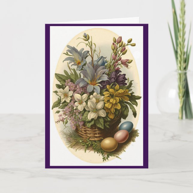 Jolie carte de vœux de Pâques florale (Devant)