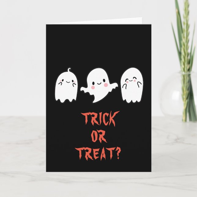 Jolie carte de vœux d'Halloween, des bonbons ou un (Devant)