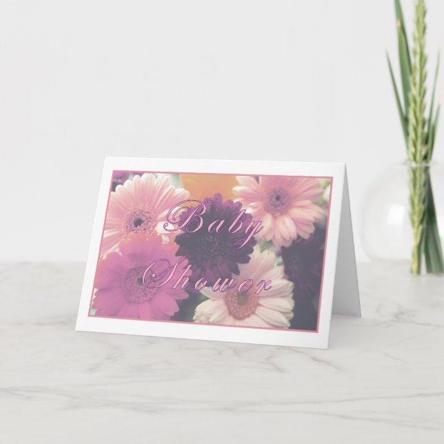 Jolie carte de voeux en Baby shower rose (Devant)